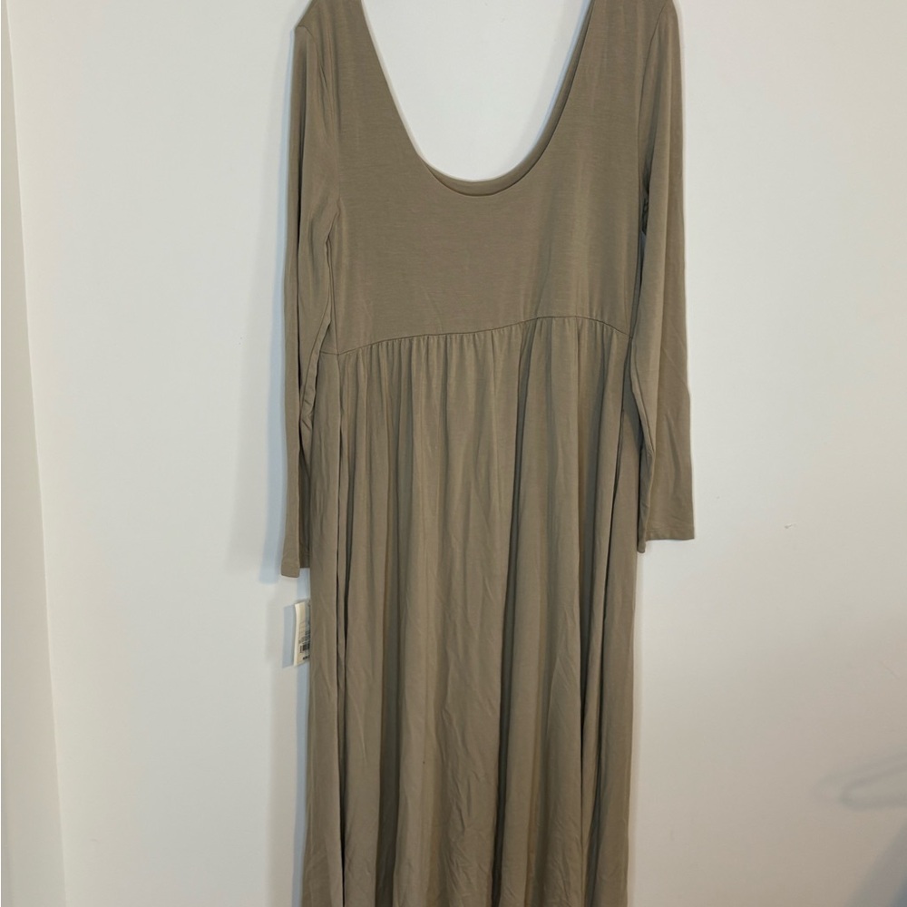 A New Day Cream Long Sleeve Maxi Dress With Pockets Size Large Modest NWT - Picture 5 of 5